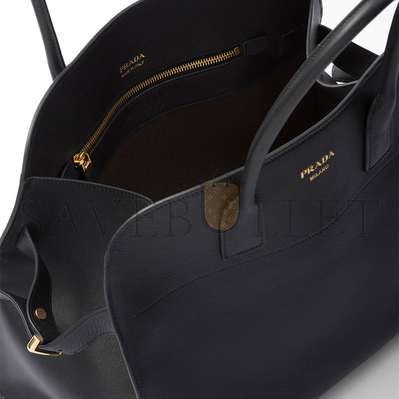 Pra*a large leather tote bag with buckles 1bg508 (40*29*20cm)